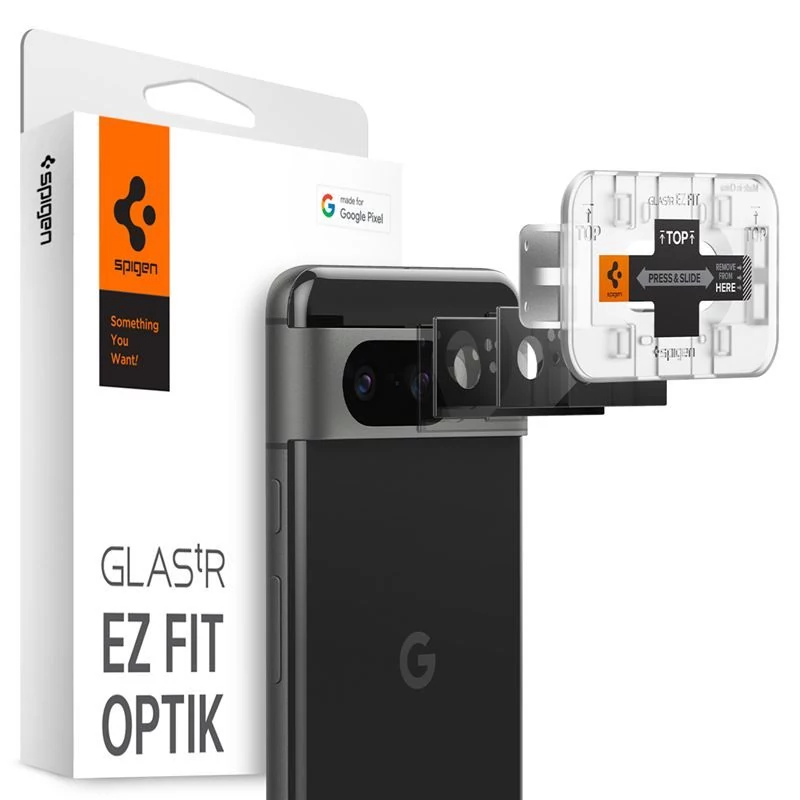 Spigen GLAStR EZ Fit Optik kameravédő - Google Pixel 8 - 2db - fekete keret