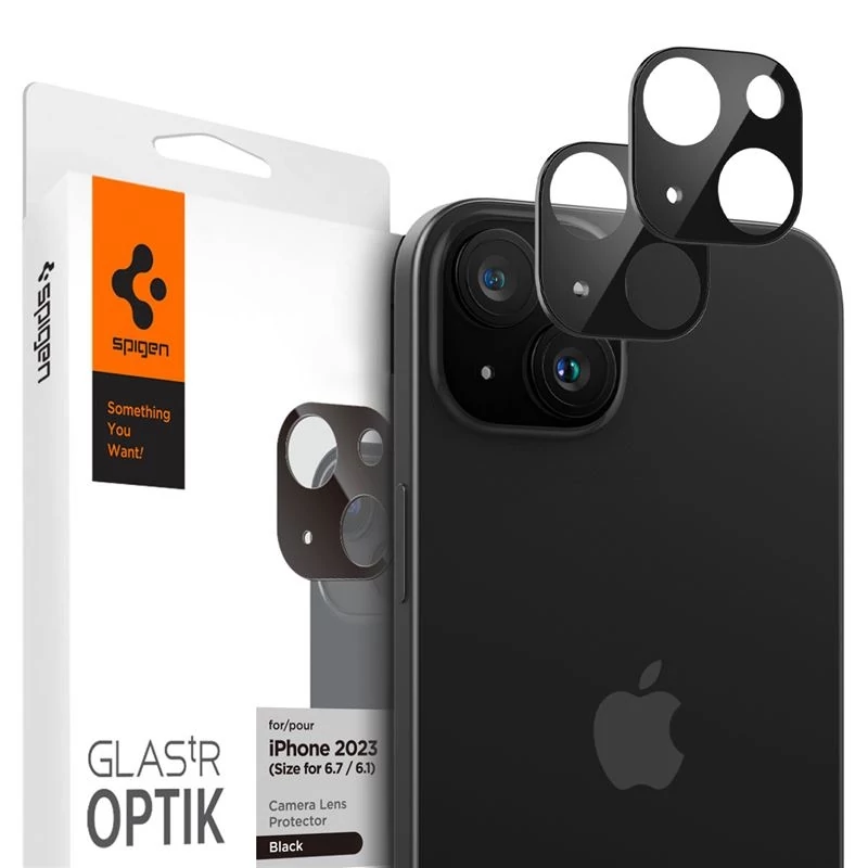 Spigen Glass tR Optik kameravédő - iPhone 15/15 Plus - 2 db - fekete