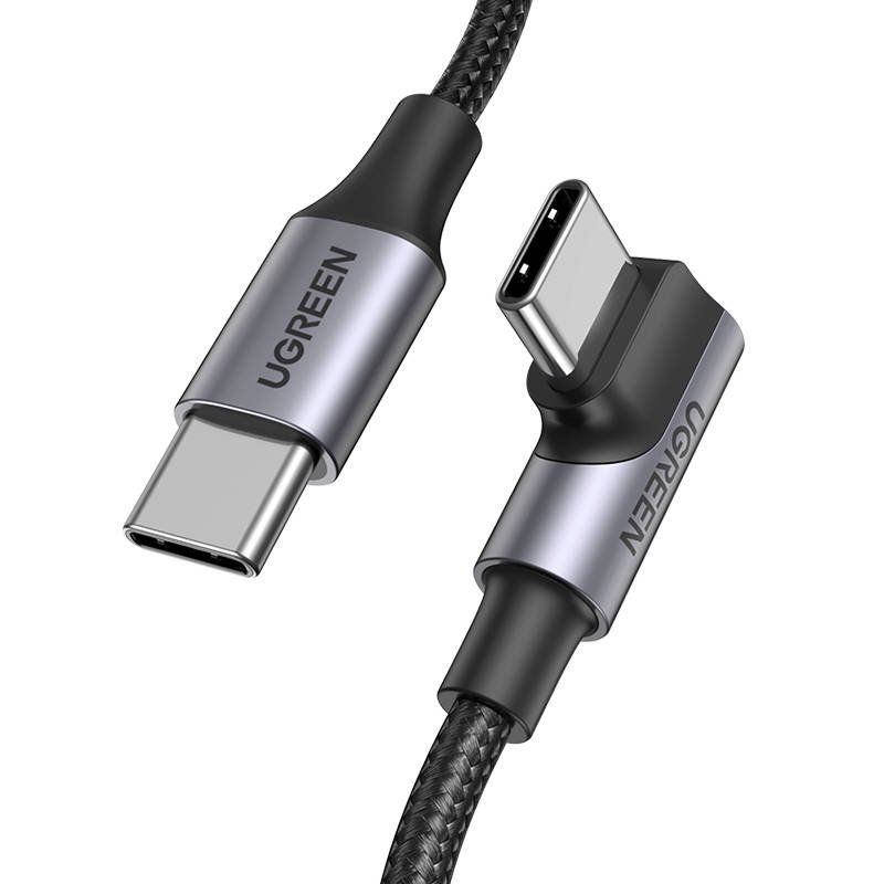 Ugreen US334 USB-C - USB-C 90º 480Mb/s 2m derékszögű kábel - fekete