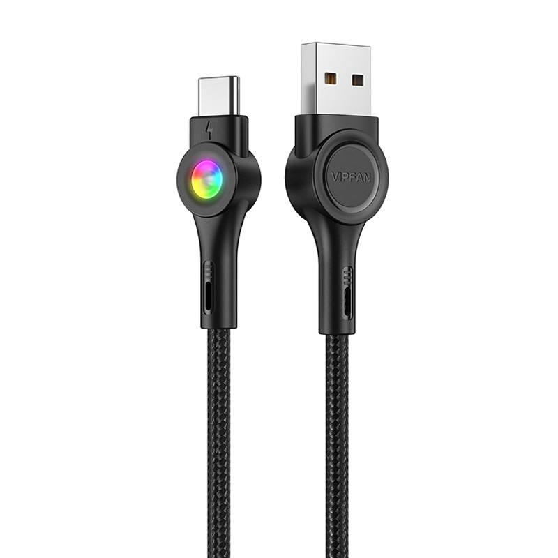 Vipfan Colorful X08 USB - USB-C 3A 1,2m kábel - fekete
