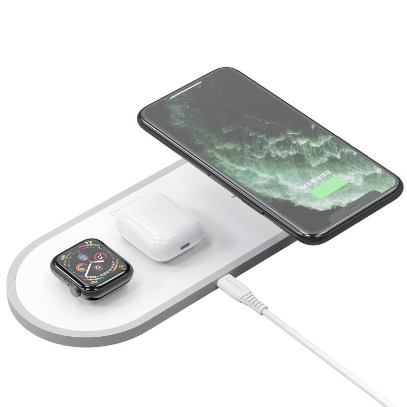 Dudao A11 3 az 1-ben Wireless Charge pad vezeték nélküli töltő Telefon + Airpods + Apple Watch számára - fehér