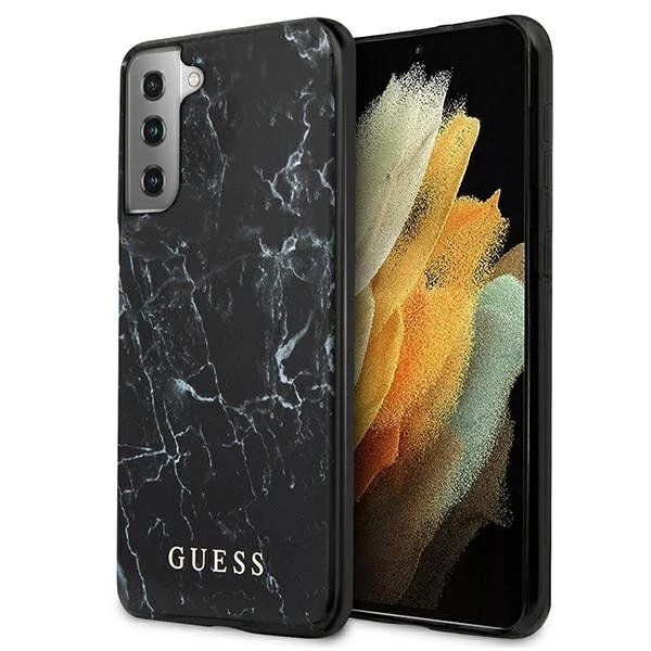 Guess Samsung Galaxy S21+ G996 Marble kemény tok - fekete