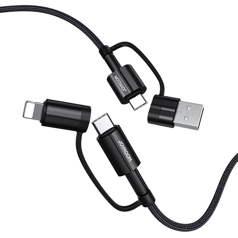 Joyroom 4az1-ben  USB Type-C / USB - USB Type-C / Lightning PD 3A 60W 1,8m kábel - fekete