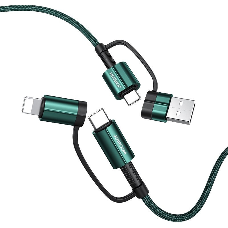 Joyroom 4az1-ben  USB Type-C / USB - USB Type-C / Lightning PD 3A 60W 1,8m kábel - zöld
