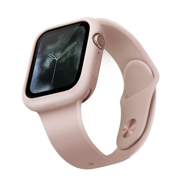 UNIQ Apple Watch 44mm Lino szilikon tok - rózsaszín