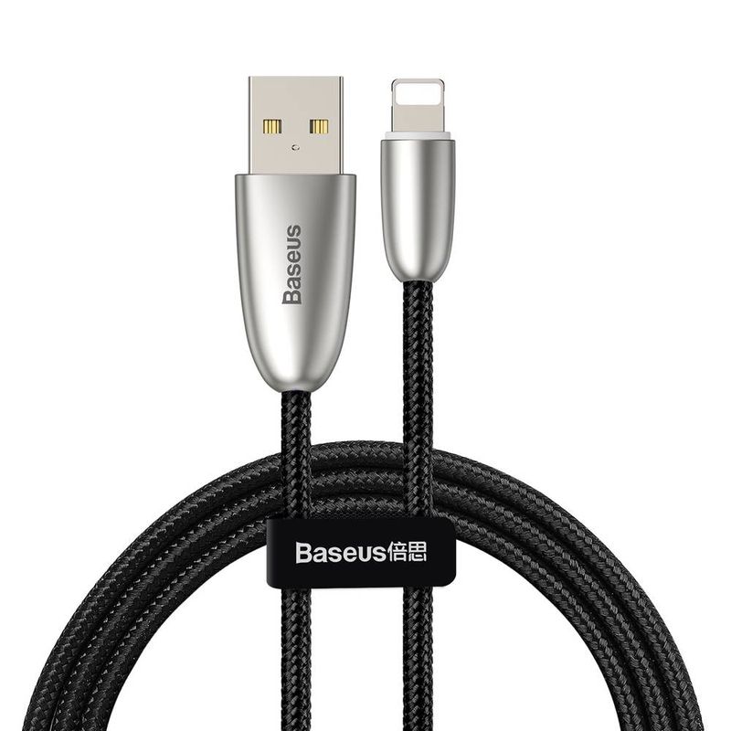 Baseus Torch USB - Lightning 2,4A 1m kábel jelzőfénnyel - fekete