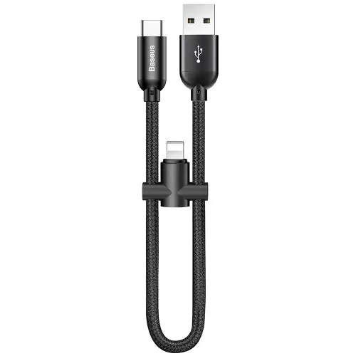 Baseus U-shaped USB - Lightning / USB Type-C  2,4A 23cm kábel - fekete