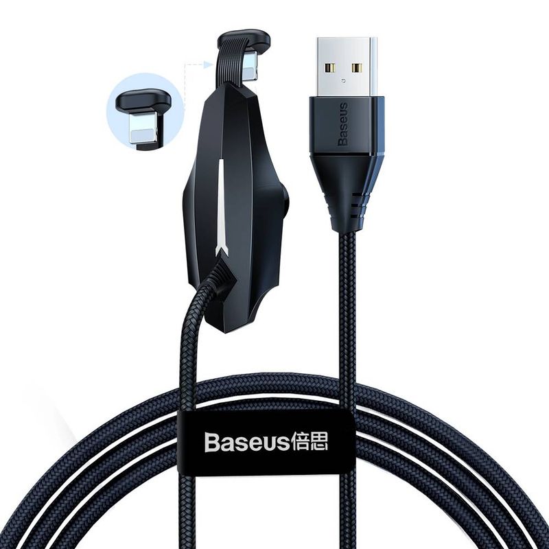 Baseus Colourful Suction USB - Lightning 2,4A 1,2m kábel gamereknek tapadókoronggal - fekete