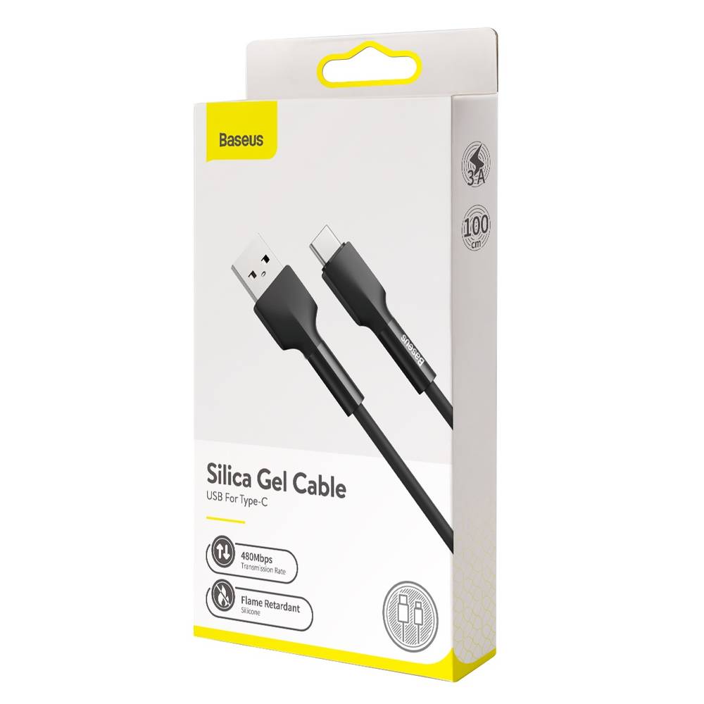 Baseus Silica Gel USB - USB-C 3A 1m kábel - fekete