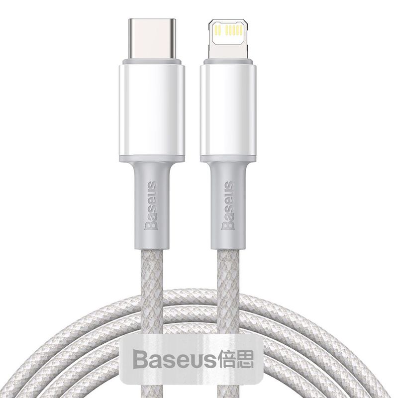 Baseus High Density USB-C - Lightning sodrott szövet PD 20W 5A kábel 2m - fehér