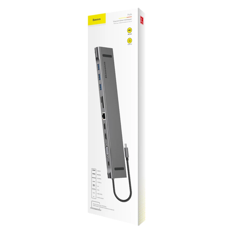 Baseus Enjoyment 11 az 1-ben USB-C HUB dokkoló 2xHDMI - sötétszürke