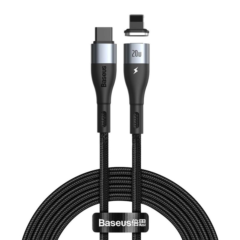Baseus Zinc Magnetic USB Type-C - Lightning PD 20W 2m kábel - fekete