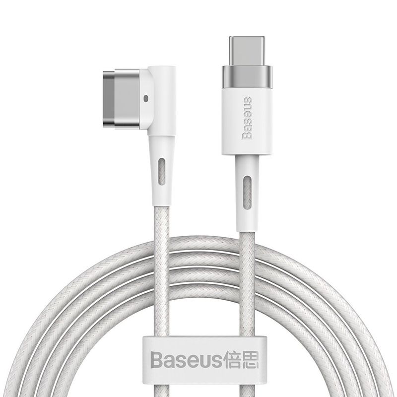 Baseus Zinc Mágneses USB Type-C - Apple MacBook MagSafe 1 L-Shaped fonott tápkábel 60W 2m - fehér