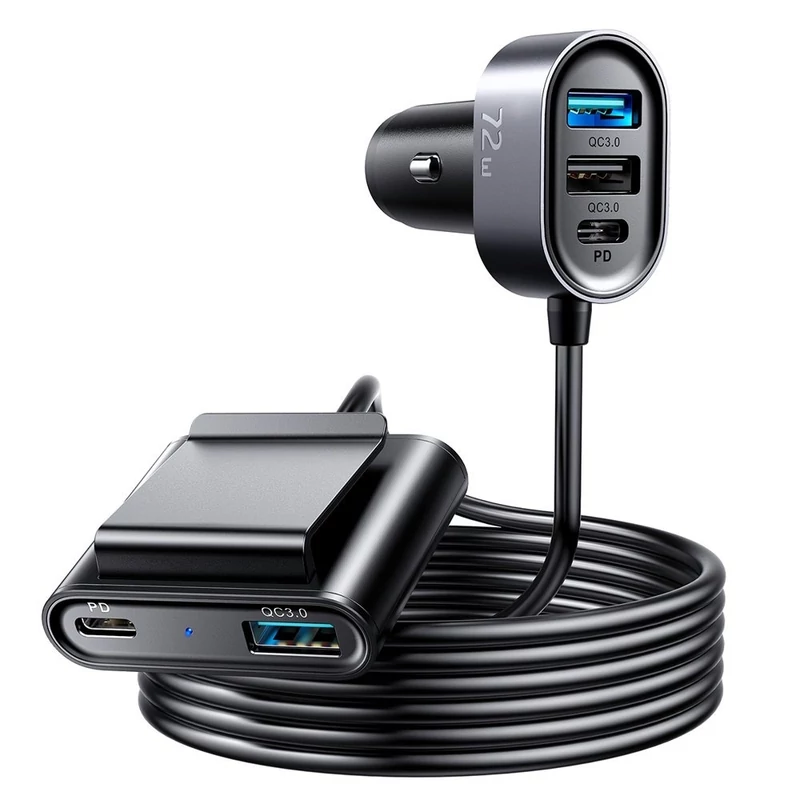 Joyroom JR-CL05 3+2 USB PD QC3.0 75W 1,5m autós szivargyújtó töltő