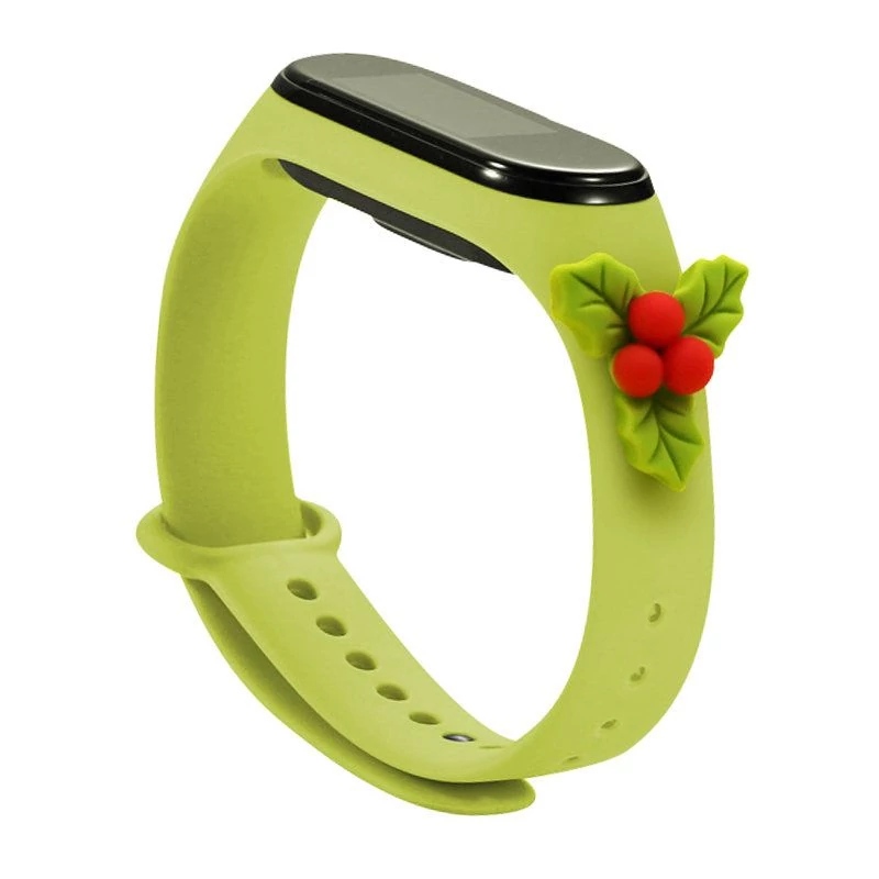 Xmas Mi Band 5 / 6 szilikon szíj - zöld, fagyöngy