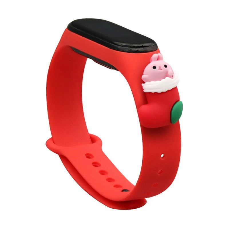 Xmas Mi Band 3 / 4 szilikon szíj - piros, zokni