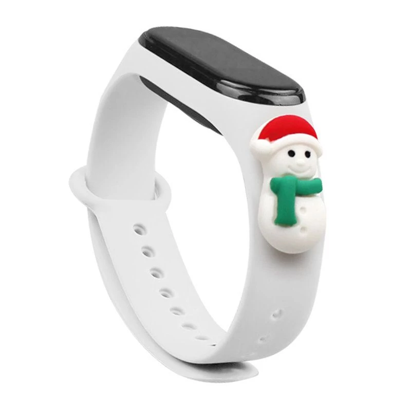 Xmas Mi Band 3 / 4 szilikon szíj - fehér, hóember